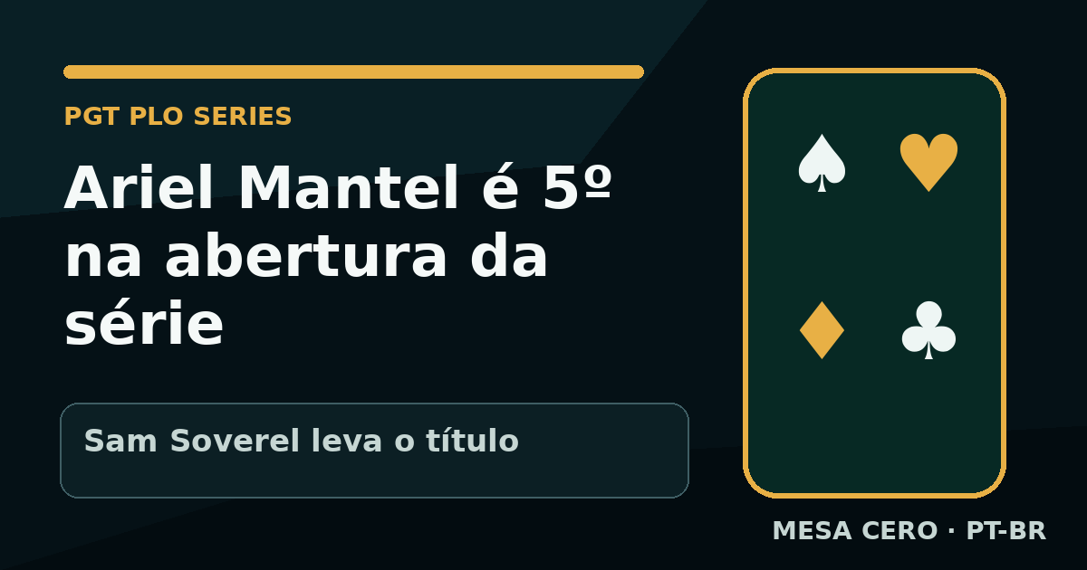 Arte editorial em português sobre o quinto lugar de Ariel Mantel na PGT PLO Series